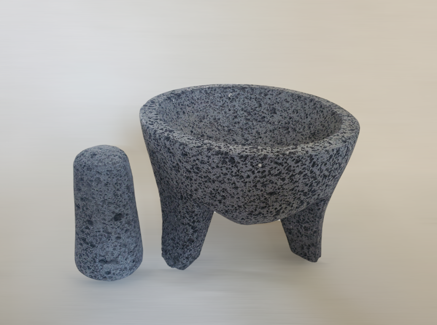 Classic Bowl & Pestle - Lava Stone - 7 Inch - Authentic Mexican Molcajete! Molcajete 7 Inch Round