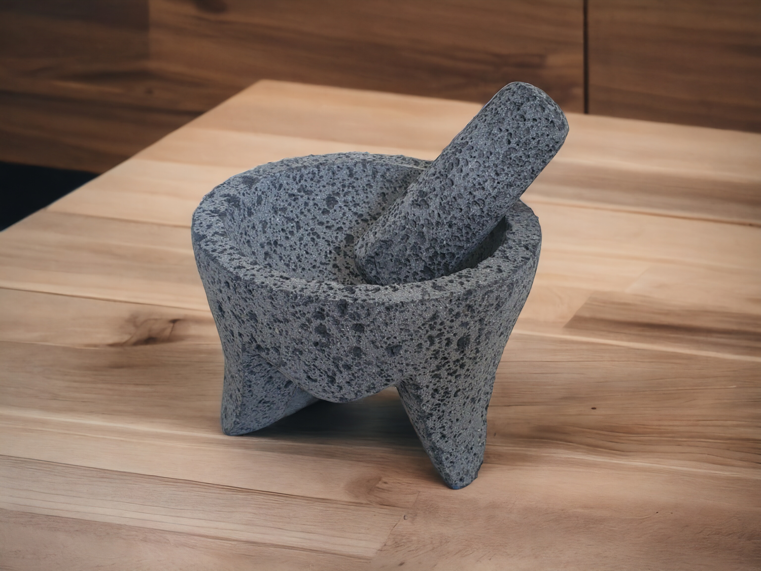 Mighty Bowl & Pestle - Lava Stone - 6 Inch - Authentic Mexican Molcaje