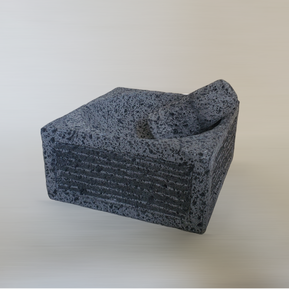 Cube Slats Mortar & Pestle - Lava Stone - 8 Inch Molcajete Accessories Featured Kitchen & Dining Molcajete