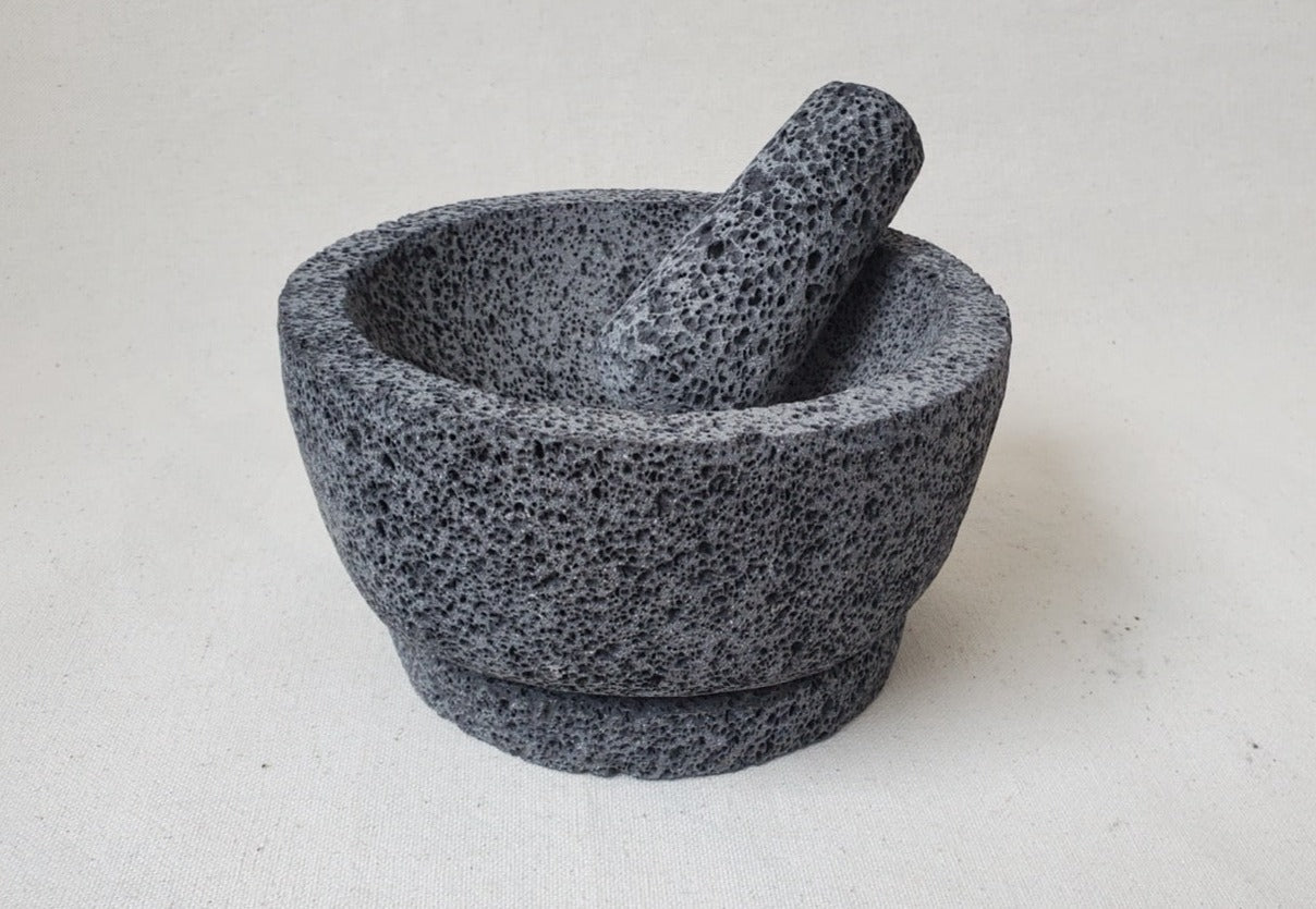 Tapered Base Molcajete - Lava Stone - 8 Inch Molcajete Accessories Kitchen & Dining Molcajete