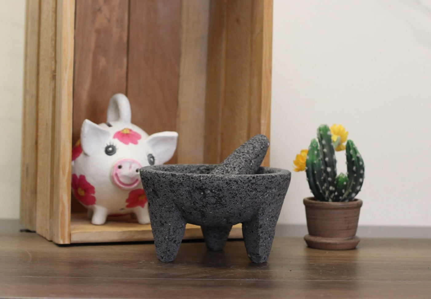 Classic Bowl & Pestle - Lava Stone - 7 Inch - Authentic Mexican Molcajete! Molcajete 7 Inch Round