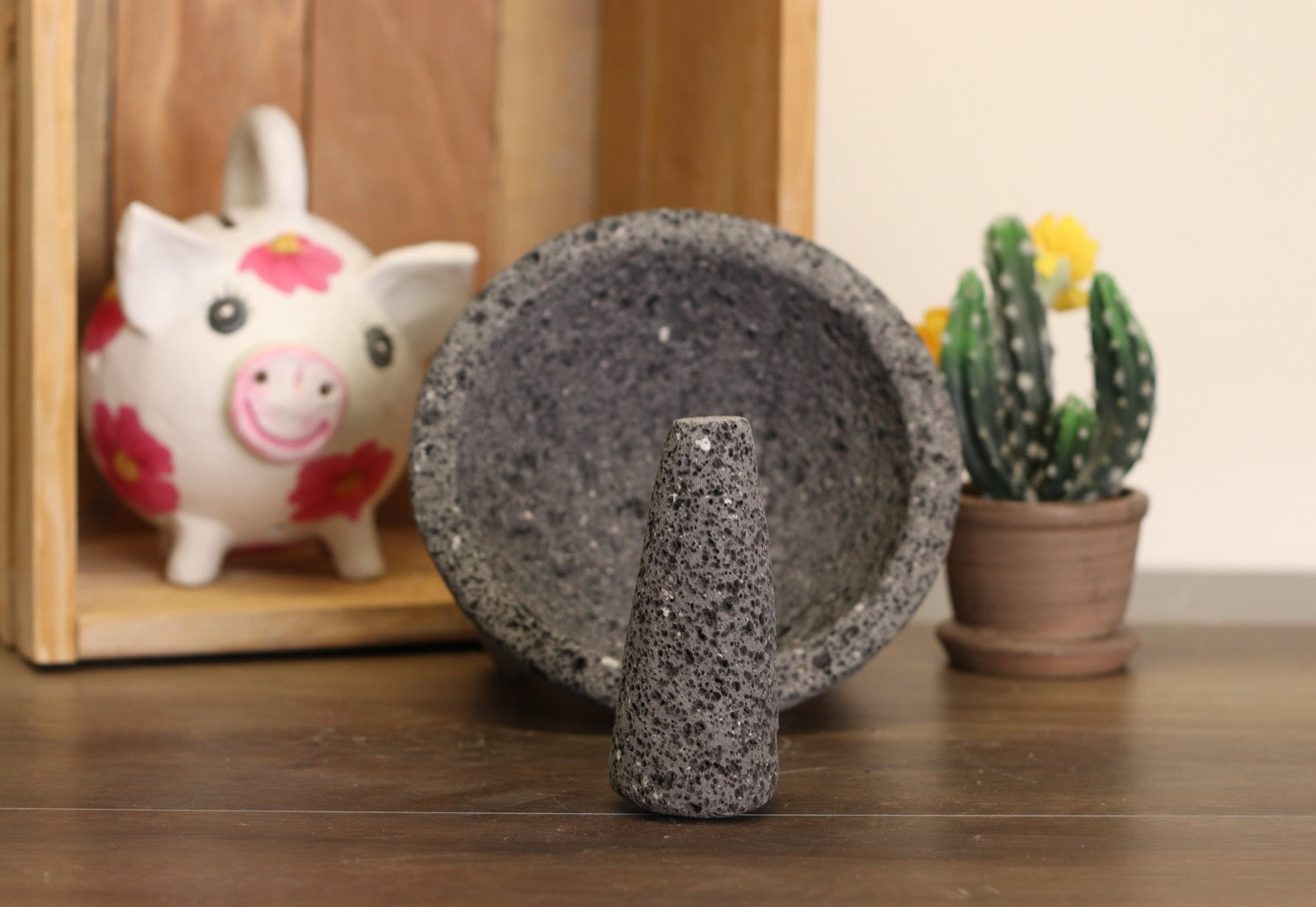 Classic Bowl & Pestle - Lava Stone - 7 Inch - Authentic Mexican Molcajete! Molcajete 7 Inch Round