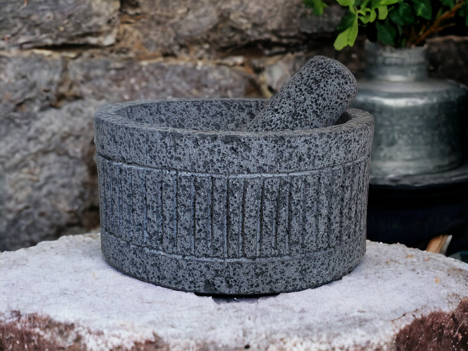 Mortar & Pestle Pillars - Lava Stone - 8 Inch Molcajete Accessories Featured Kitchen & Dining Molcajete
