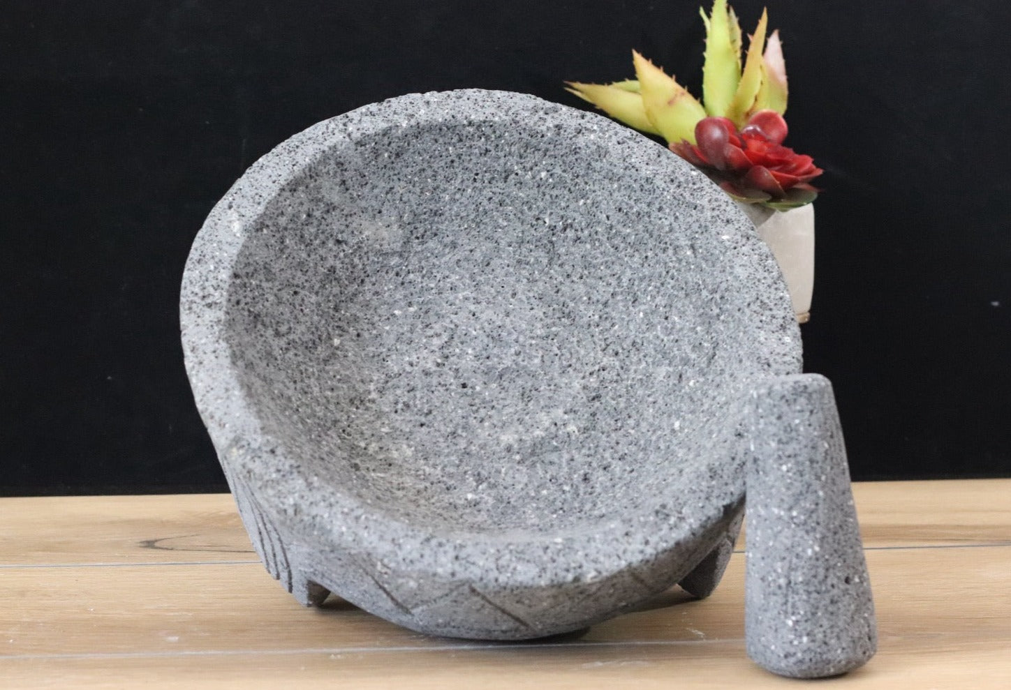 Family Size Bowl & Pestle - Lava Stone - 12 Inch Molcajete Accessories Featured Kitchen & Dining Molcajete